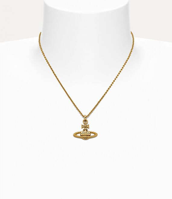 Vivienne Westwood Mayfair Bas Relief Pendant Necklace in Gold Crystal AB